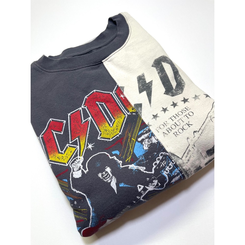 AC DC Colorblock Pullover Sweater 3XL Heavy Metal Rock Band Graphic Sweatshirt